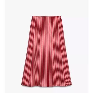 Zara Red and White Striped Women's Skirt